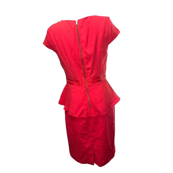 Musette Red Peplum Sheath Dress Size 10 Womens Cap Sleeve Back Zip - Picture 12 of 12
